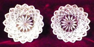 2 Open Salts English Hobnail Fleur de Lis Clear Glass EAPG Vintage HELP - Picture 1 of 6