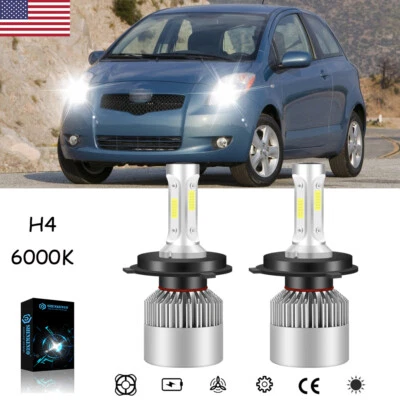 For Toyota Yaris 2006- 2021 6000K LED Headlight Bulbs High/Low Beam H4/ 9003 2pc - Image 1 of 4
