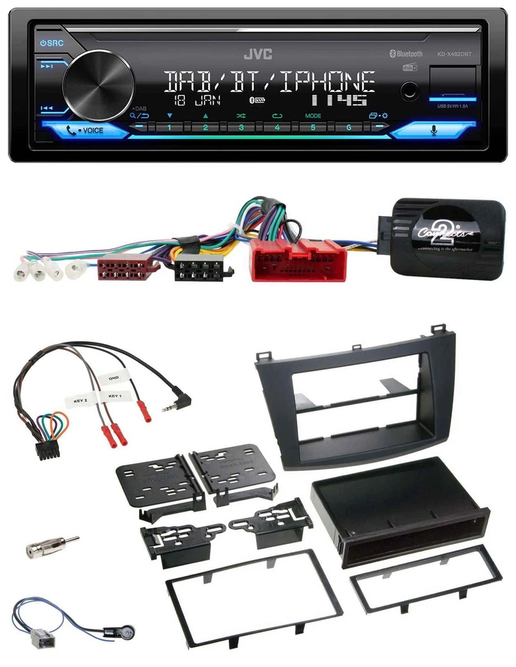 JVC Bluetooth DAB USB Lenkrad Autoradio für Mazda 3 2009-2013 Can-Bus - Bild 1 von 4