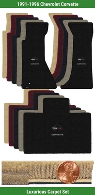 Juego de alfombrillas de lujo personalizadas para Chevrolet Corvette 91-96 con logotipo (3 piezas) #G7Y Foto 1 de 4