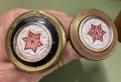 2 ESTRELLAS Sulfuro Antiguo 1800’s Victoriano: 1 Cortina Atada Trasera y 1 Tornillo en Percha Foto 1 de 4