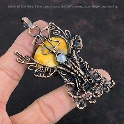 圣诞优惠天然 Maligano 碧玉彩虹月光石吊坠珠宝首饰铜 — 第 1/4 张图片