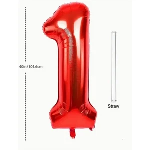 NIP Large Red Number Birthday Party Decor Baby Shower Balloon Party Supplies  - Picture 1 of 3