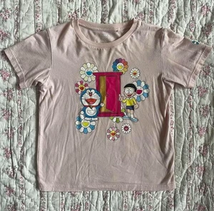 Uniqlo Takashi Murakami x Doraemon Baby Pink Graphic Tee Size 7-8 - Picture 1 of 5