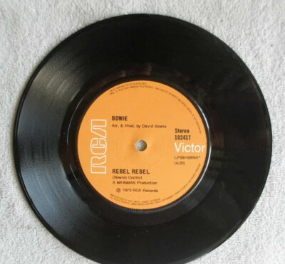 David Bowie Rebel Rebel Import 1970s Rock Pop 7" 45rpm Record Single. - Image 1 of 3