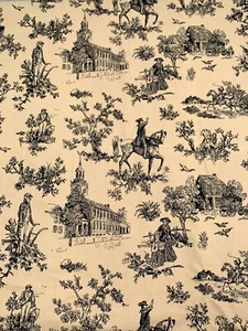 Vintage Marcus Brothers Fabric Classic Toile by Judie Rothermel Black Tan 4 yard - Picture 1 of 14