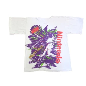 Nintendo Play it Loud Vintage Early 1990s White Crew Neck Tee Single Stitch Sz M - Picture 1 of 7