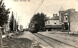 1911 Main St Hustisford Wisconsin Electric Trolly Streetcar Hoax RPPC Postcard - Picture 1 of 2