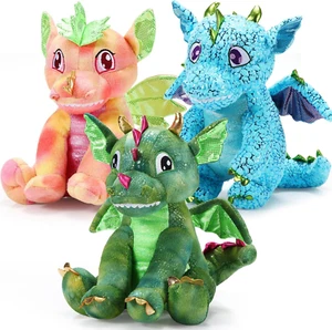 3 Pcs Dragon Stuffed Animals 10 Inch Dragon Plush Doll Toy Soft Cuddly Stuffed D - Picture 1 of 6