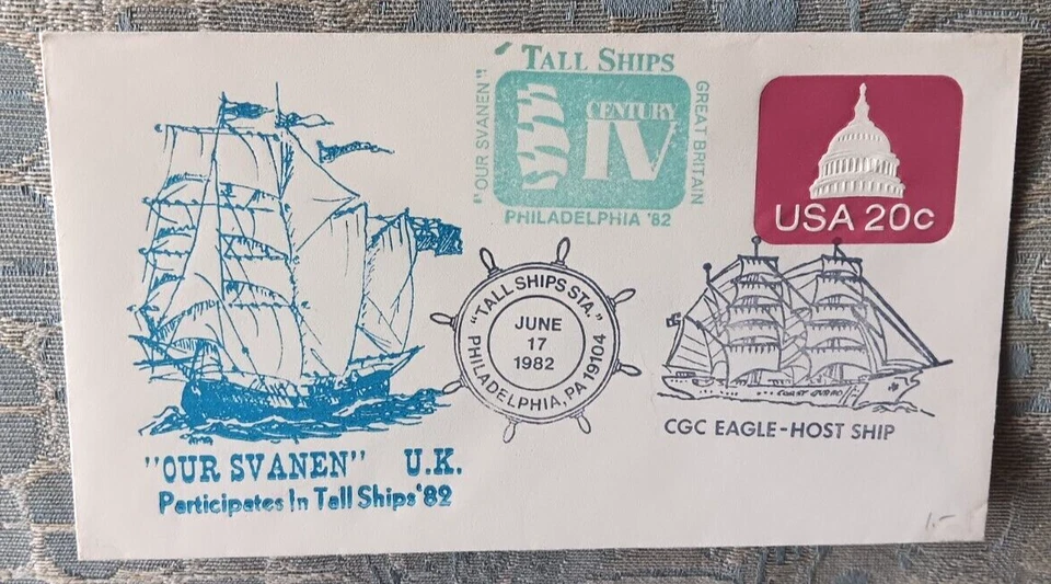 ENGLAND PARTICIPATES IN TALL SHIPS 1982 OUR SVANEN PHILADELPHIA COVER UNADDR - Image 1 of 1