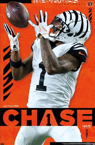 Ja'Marr Chase HAUL IT IN Cincinnati Bengals 2023 NFL Action 22x34 POSTER Cover