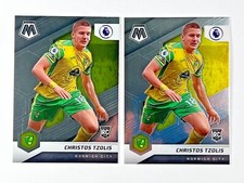 2021-22 Panini Mosaic PL Christos Tzolis #94 Rookie Base Two Card Lot Norwich