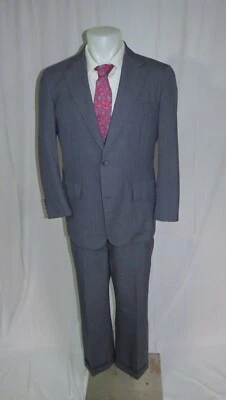 Brooks Brothers Own Make Special Order VTG Steel Blue Stripe Two Button Suit 40S - Image 1 of 4