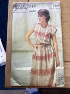 1980s ORIGINAL MAUDELLA SEWING PATTERN SO 25 dress sizes 10 & 12 CUT FREE P&P - Picture 1 of 4