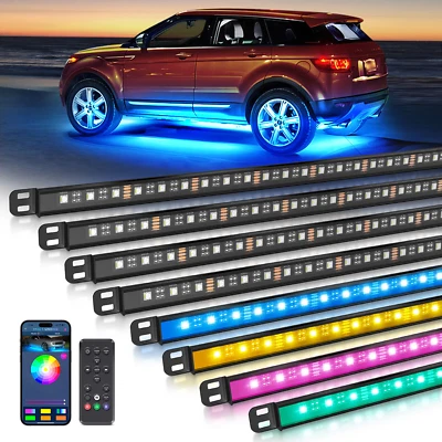 8Pcs RGBW LED Underglow Light Bars for SUV, App/Remote Aluminum LED Light Strip - Image 1 of 4