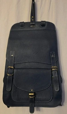 NWOT Handmade World Navy  Leather Backpack Laptop Messenger Rucksack - Image 1 of 4
