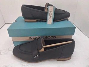Mocasines sin cordones de cuero TOMS Lynette para mujer negros 10021702 para mujer talla 5,5 - Imagen 1 de 8