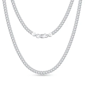 925 Sterling Silver Clasp 3.5mm Cuban Link Chain Necklace for Men Diamond Cut... - Picture 1 of 7