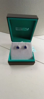 NOVO! Brincos triangulares de ouro branco 14K Effy tanzanita, diamante novo na caixa - Imagem 1 de 4