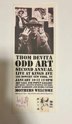 Tarjeta firmada de colección Thom Devita Art Show, tatuaje Scott Harrison Bubba de Nueva York Foto 1 de 3