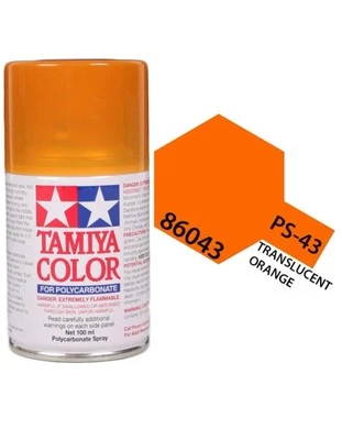 Tamiya 86043 PS-43 Translucent Orange Polycarbonate Lexan RC Spray Paint 100ml - Image 1 of 2
