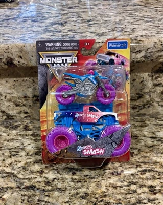 Spin Master Monster Jam SPARKLE SMASH Truck Dirt Bike Two Pack 1:64 NIB - Image 1 of 3