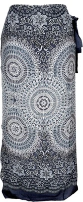 Langer Wickelrock, Strandrock, Sommerrock - schwarz/grau - Bild 1 von 4