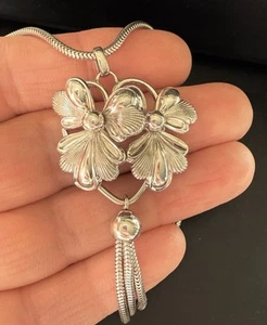 Forstner Sterling Blume Halskette 15,75 Zoll rhodiniert Vintage - Bild 1 von 11