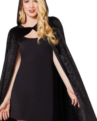 全新 万圣节 连帽斗篷 女巫 吸血鬼 文艺复兴 中世纪 男女皆宜 黑色 成人 — 第 1/2 张图片