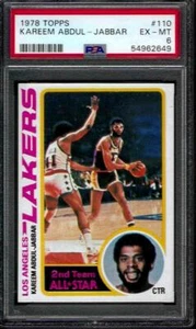 PSA 6 - 1978-79 Topps #110 Kareem Abdul-Jabbar ALL-STAR Los Angeles Lakers HOF - Picture 1 of 3