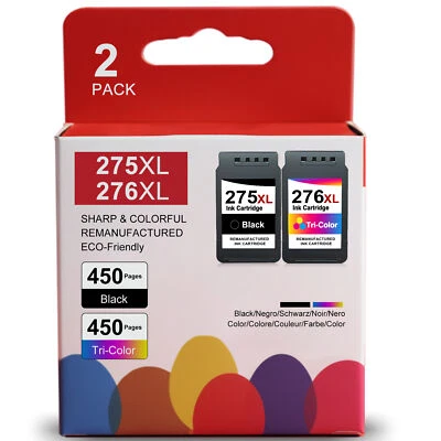 2-Pack PG-275XL CL-276XL Ink compatible for Canon Pixma TS3522 TS3520 TR4722 - Image 1 of 4