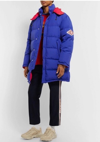 GIACCA TRAPUNTATA IN NYLON CON LOGO GUCCI UOMO BLU ROSSO TAGLIA (UOMO) 42