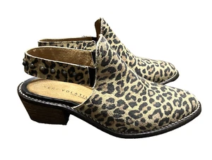 Very Volatile LA Leather Leopard Calf Hair Sling Back Mules Booties Womens 7 - Picture 1 of 8