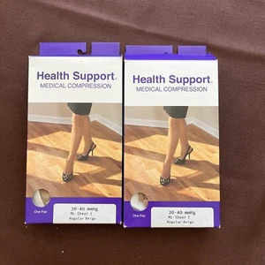 2 Calze a Compressione Carolon Health Support 30-40 mmHg ML - Trasparente C. R Beige - Foto 1 di 8