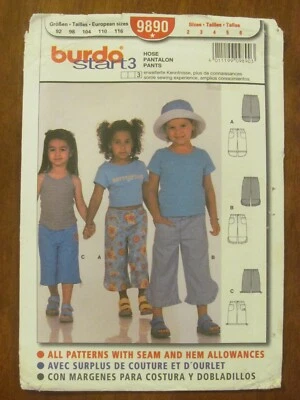 BURDA PATTERN - 9890 CHILD GIRL PANTS SHORTS SHAPED LOWER EDGE 2 - 6 UNCUT  - Image 1 of 3