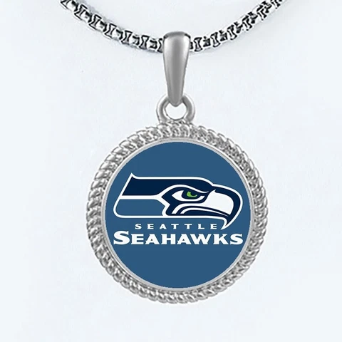Seattle Seahawks Womens Mens Round Link Chain Pendant Necklace w Gift Pkg D22 Cover