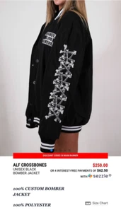 A$$HOLES Live Forever ALF BLACKOUT HEAVY D108 BOMBER JACKET BLACK Size XXL - Picture 1 of 9
