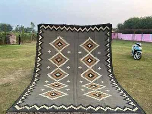 Gray Wool Jute Kilim Rug Handmade Turkish Navajo Area Carpet Living Room Rug - Picture 1 of 6