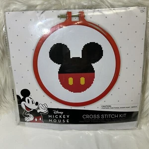 Disney Mickey Mouse Cross Stitch Kit, Thread, Hoop, Needle NEW! - Picture 1 of 4