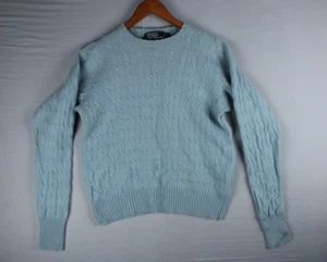 Maglione Vintage Polo Ralph Lauren Cashmere Blu Chiaro Maglia Cavo Grande Hong Kong - Foto 1 di 14