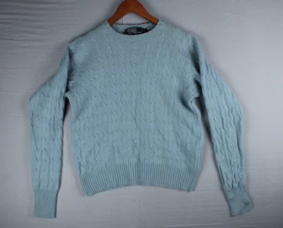 Suéter Vintage Polo Ralph Lauren Cachemira Azul Claro Tejido con Cable Grande Hong Kong Foto 1 de 4