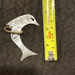 Taxco TH-92 Sterling Silver Dolphin Jumping Through Hoop Brooch 22.4g - Bild 1 von 4