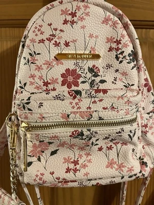 Steve Madden Women's Floral Backpack Purse with Matching Wallet White /Pink - Image 1 of 4