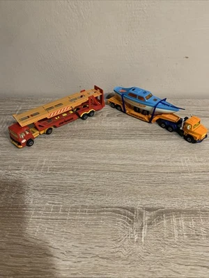 2 camions majorette : Porte Voitures et porte bateau - Photo 1/4