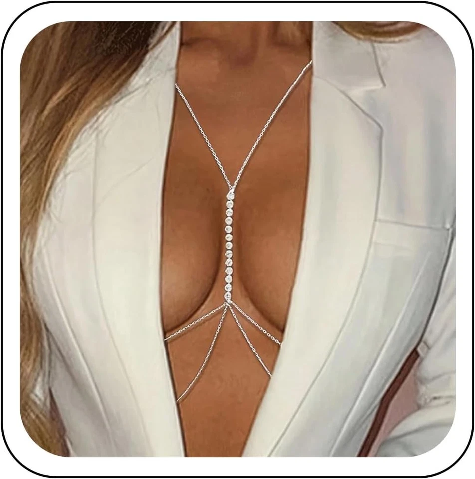 Strass Corpo Catena per Le Donne a Strati Cristallo Corpo Collana Sexy Spiaggia  - Immagine 1 di 4