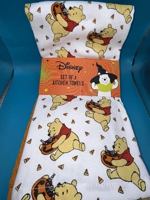 Disney Winnie The Pooh Halloween Kitchen Towel Set 3 Pack NEW! - Image 1 of 4