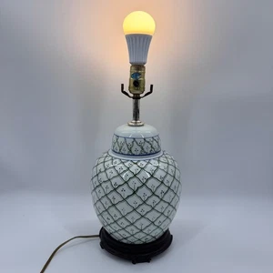 Vintage Porcelain Ginger Jar Table Lamp  Chinoiserie Trellis Design - Picture 1 of 11