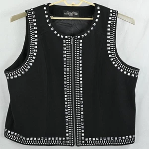 Chaleco de gamuza sintética Donna Salyers para mujer 3x negro cremallera completa tachuelas tono plateado - Imagen 1 de 9