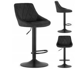 LOFT ARES Schwarzer Samt-Küchenbarhocker, verstellbarer Drehstuhl Sessel Stuhl - Bild 1 von 13