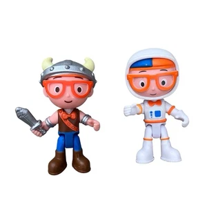 Blippi Figures Astronaut & Viking Kideo Jazwares Moonbug Poseable Toys Lot Of 2 - Picture 1 of 1